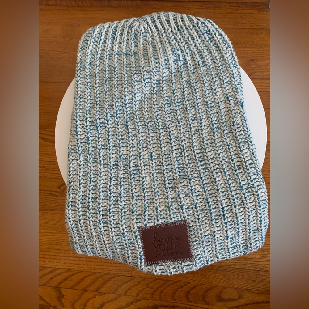 Blue and white Love your Melon beanie
